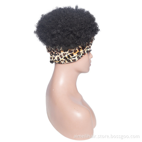 Wholesale Hairband Hair For African Women Scarf Wig Ladies Hair Black Short Afro Kinky Curly Headband Wig Synthetic Hair Wigs